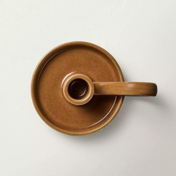 Glazed Ceramic Taper Candle Holder Pumpkin Brown - Hearth & Hand Magnolia Target - Picture 3 of 6